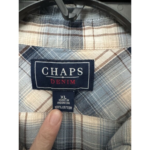 Chaps Women’s Plaid Blue Long Sleeve Button Down Shirt Chest Pockets XL - Picture 6 of 10